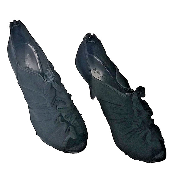 Jacqueline Ferrar Jovana Black Chiffon Ruffle Stilleto Shoes Sz 7.5 M - Picture 5 of 16